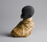 Wrapped Harbinger 1 (Side) - Sheep Hide, Doll, Ilmenite.
25 x 16 x 13 cm